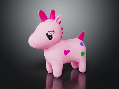 Pink Plush Children's Chair With Colorful Heart Patterns For Kids Room Furniture 3d model