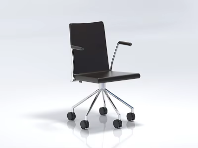 Modern Black Office Chair With Armrests And Metal Wheel Base 3d model