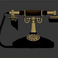 Vintage Telephone Design With Brass Accents Wooden Base And Rotary Dial