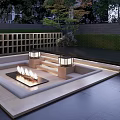 Japanese Style Garden Landscape With Wooden Pavilion Rocks Trees And Stone Path