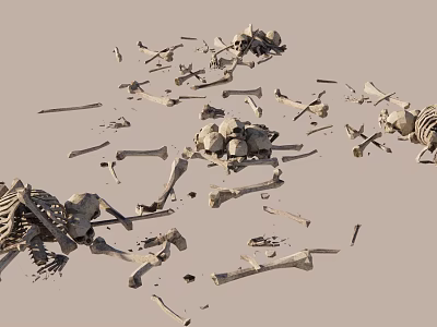 Game And Movie Skeleton Characters With Scattered Bones Flying In Mid Air 3d model