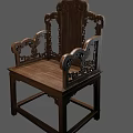 Wooden Chinese Style Armchair With Intricate Carved Patterns And Classical Design