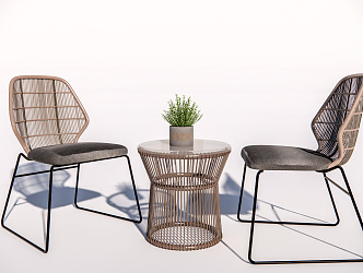 Modern Outdoor Table and Chair Outdoor Chair Outdoor Leisure Chair Leisure Chair Rattan Chair 3d model