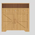 Wooden Chest of Drawers with Top Shelf Three Drawers and X Shaped Cabinet Doors Design