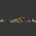 Modern Port Cartoon Port Animation Port Dock 3d model