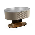 Modern Quilted Nightstand With Marble Top Diamond Pattern And Gold Metal Base