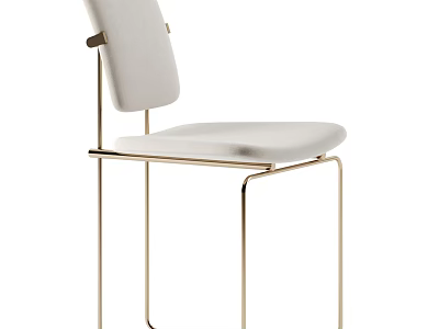 Modern Leisure Chair With Gold Metal Frame And White Cushioned Seat Back 3d model