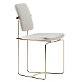 Modern Leisure Chair With Gold Metal Frame And White Cushioned Seat Back