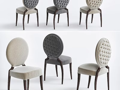 Modern Single Chairs With Tufted Back And Wooden Legs In Various Colors 3d model