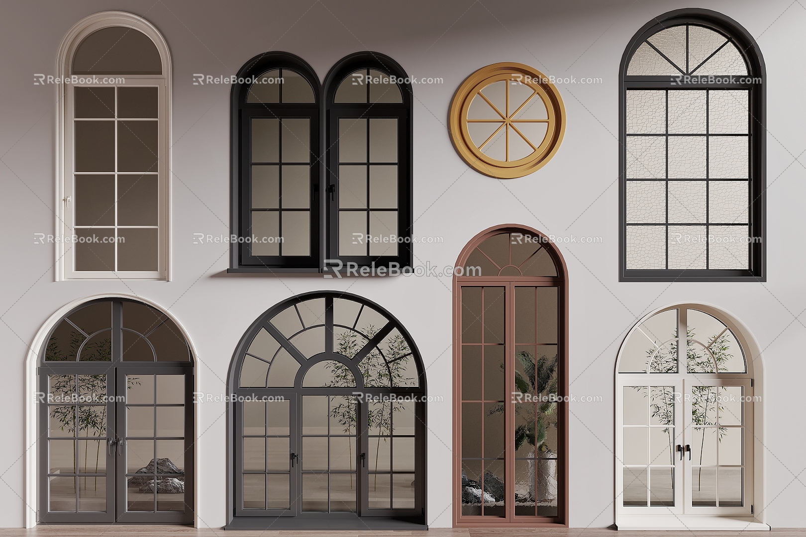 Curved windows, floor-to-ceiling windows, casement windows, aluminum alloy windows 3d model