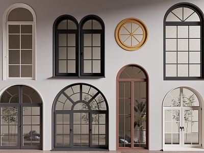 Curved windows, floor-to-ceiling windows, casement windows, aluminum alloy windows 3d model