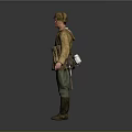 Military Soldier Game Movie Character In Yellow Uniform With Green Pants Army Cap And Equipment