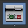 Modern Cash Register With White Body Blue Drawer Green Red Buttons And Display Screen