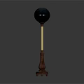 Modern Floor Lamp With Black Globe Shade And Brown Wooden Base