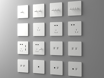 Switch light socket combination panel 3d model