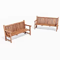 Two Wooden Garden Benches Comfortable Outdoor Leisure Seating with Classic Design