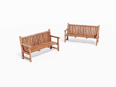 Two Wooden Garden Benches Comfortable Outdoor Leisure Seating with Classic Design 3d model
