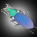 Colorful Reptile 3D Model with Green Purple Body Spotted Texture and Long Legs