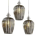 Three Elegant Modern Transparent Glass Pendant Lights With Crystal Beads For Home Interior Design