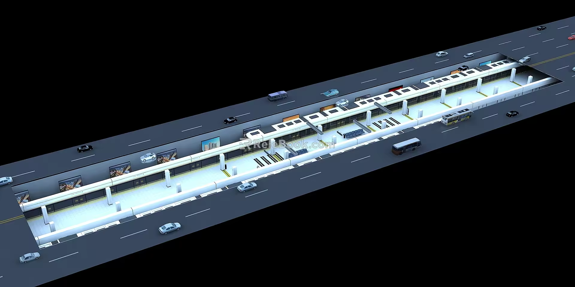 Modern Transportation Rail Transportation Subway Section Display 3d model