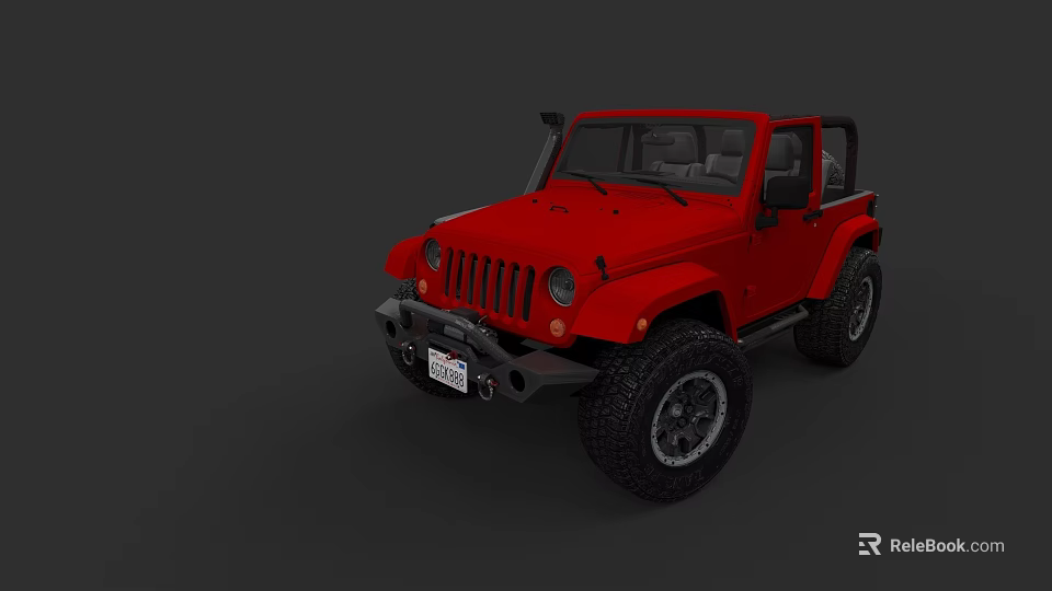 Red Convertible Off Road Car With Large Tires And Open Top Design 3d model 