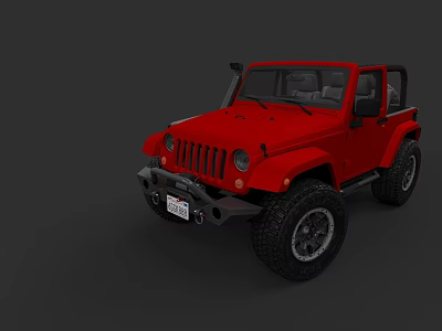 Red Convertible Off Road Car With Large Tires And Open Top Design 3d model