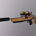 Gold and Black Tactical Sniper Rifle With Scope And Patterned Design 3d model