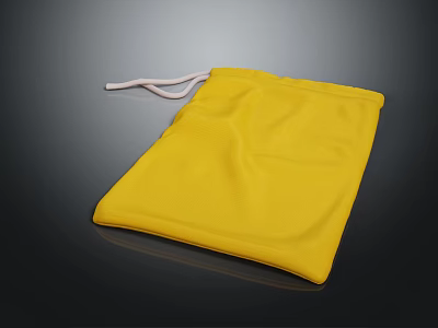 Yellow Drawstring Storage Bag For Daily Use With Soft Fabric And Secure Closure 3d model