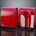Red Leather Bags With Heart Design Front And Back View 3d model