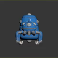 Blue Robot Character Featuring Insect Like Design Large Eyes And Mechanical Legs 3d model