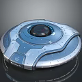 Futuristic Flying Saucer Design With Metallic Exterior And Circular Cockpit