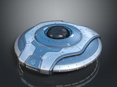 Futuristic Flying Saucer Design With Metallic Exterior And Circular Cockpit 3d model