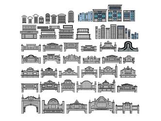 European-style components of the Republic of China building doors and windows balcony carved components 3d model