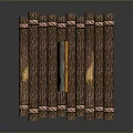Rustic Traditional Wooden Log Platform Featuring Handmade Flag And Simple Patterns