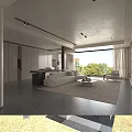Modern Living And Dining Room With Beige Sofa Coffee Table Wooden Accent Wall And Rug