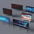 Outdoor LED Digital Billboards Featuring Cityscape World Map And Text Content 3d model