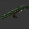Futuristic Double Barrel Weapon With Metallic Texture And Red Component In Tactical Design 3d model