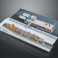 Modern Riverside Pier Design With Walkway Moored Boats And Buildings
