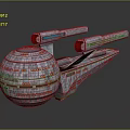 Complex Sci-Fi Space Spaceship Design With Spherical Body And Detailed Engines 3d model