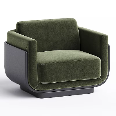 Modern Green Velvet Accent Chair With Black Frame Sleek Lines Comfortable Seating 3d model