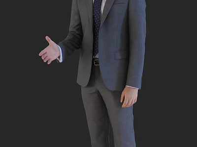 Professional Man In Gray Suit Extending Hand For Greeting Or Introduction 3d model