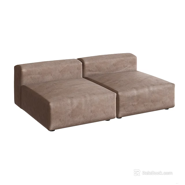 Comfortable Modern Light Brown Modular Two Seater Sofa With Minimalist Design 3d model