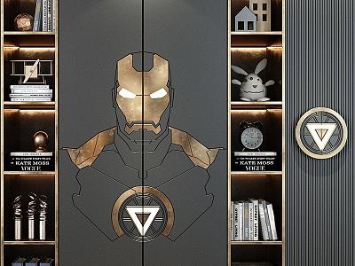 Iron Man Decorative Cabinet Background Wall Bookcase Wardrobe 3d model