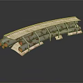 Rusty Curved Industrial Pipe System With Multiple Tubes And Support Frames