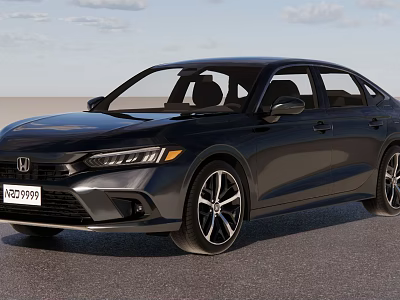 Black Honda Sedan With Modern Exterior Design And Black Silver Alloy Wheels 3d model
