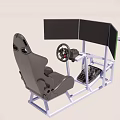 Computer Racing Simulator With Steering Wheel Multiple Screens Metal Frame And Seat 3d model