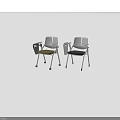 Two Modern Office Chairs With Armrests Different Seat Colors And Wheels