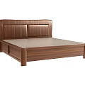 Modern Wooden Double Bed With Twin Panel Headboard And Simple Frame 3d model