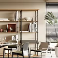 Modern Dining Table and Chair Combination Dining Table and Chair Cabinet Chandelier 3d model