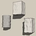 Three Modern Textured Square Wall Lamps With Soft Lighting Mounted On Wall 3d model